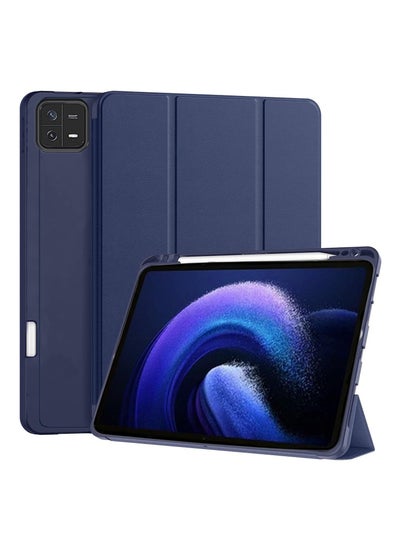 اشتري جراب ذكي لجهاز Xiaomi Mi Pad 6 مقاس 11 بوصة، غطاء تشغيل/سكون تلقائي مع حامل قلم [جراب مرن ناعم] سلسلة Recoil - أزرق داكن في مصر