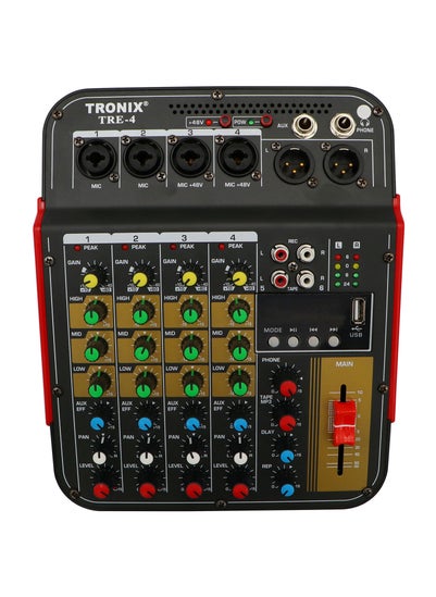 Buy TRONIX TRE4 Professional 4 Channel Premium Mic and Line Compact Mixing Console With USB MP3 Digital 48V Phantom Power in UAE