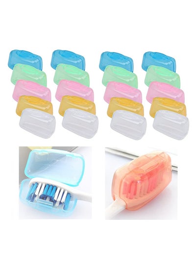 Buy 20 Pieces Travel Portable Camping Toothbrush Head Covers Silicone Toothbrush Head Protector Cap Organizer in UAE