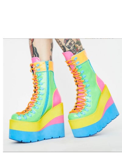 اشتري Fashionable Platform Boots For Women Multicolour في السعودية