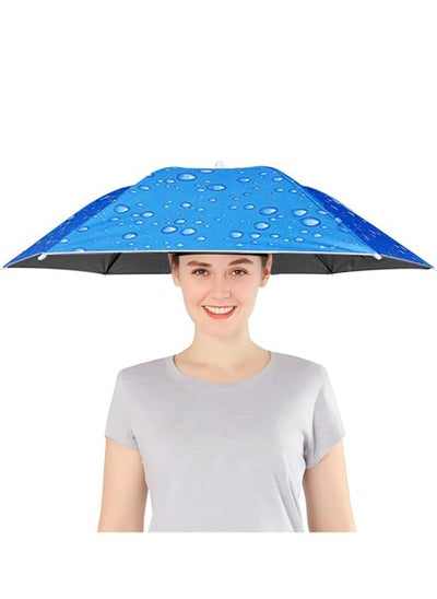 اشتري Umbrella Hat,  Fishing Umbrella Cap Hands Free Umbrella Elastic Folding Compact UV&Rain Protection Headwear Elastic headband Umbrella Hats for Women Men Hands Free Umbrella في السعودية