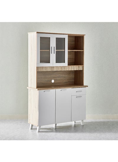 Buy Alford 3-Door Kitchen Cabinet with Drawer and Hutch 120 x 185.9 x 40 cm in UAE