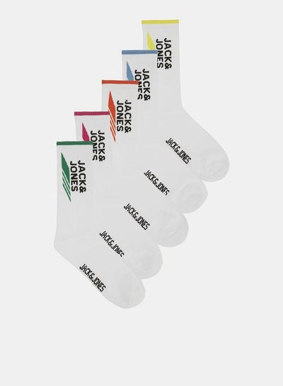 Buy Pack of 5 Logo Detail Tennis Socks in Saudi Arabia