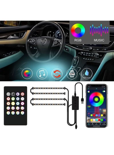 Buy Interior Lights for Car, App Control Car Atmosphere Light 4 Light Bars RGB Illusion Music Rhythm Light LED Car Ambient Light in Saudi Arabia