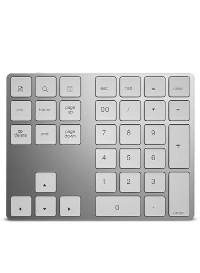 Buy Wireless Numeric Keyboard Aluminium 34 Key BT Keyboard Built-in Rechargeable Battery Keypad for Windows/iOS/Android (Silver) in Saudi Arabia