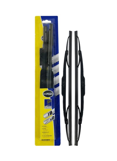 اشتري 100 MILES Car Wiper Blades Professional Grade 18" Universal Car Wiper Blades 2 Pcs Set في السعودية