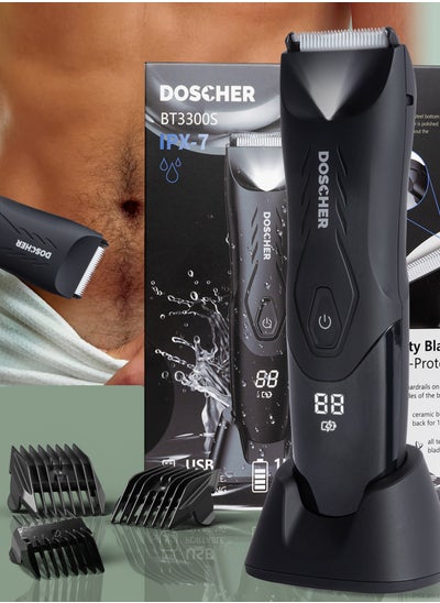 Buy Sensitive Area Shaver, Body Trimmer for Men with Safe Blade, Waterproof Wet/Dry Uses, Cordless Ball Shaver Men with Light & Charging Dock & LED Display in Saudi Arabia