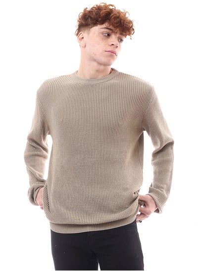 اشتري Lightweight Chunky Knit Sand Beige Pullover في مصر