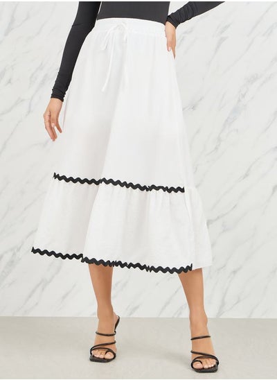 Buy Lace Embroidered Textured A-Line Midi Skirt in Saudi Arabia