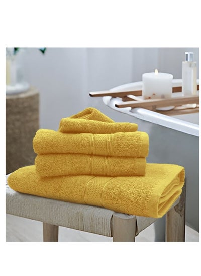 Buy Daffodil (Yellow) Premium Bath Towel (70x140 Cm-Set of 1) 100% Cotton, Highly Absorbent and Quick dry, Hotel and Spa Quality Bath linen with Stripe Diamond Dobby-500 Gsm in UAE