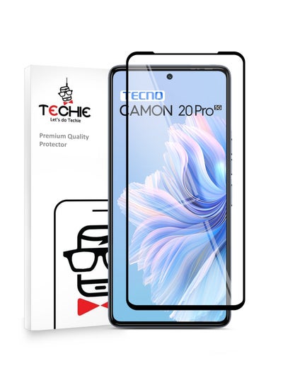 Buy Techie  5D Full Cover 9H Hardness HD Tempered Glass Screen Protector for Tecno Camon 20 Pro - Anti-Scratch, Anti-Fingerprint, and Bubbles Free Technology in Saudi Arabia