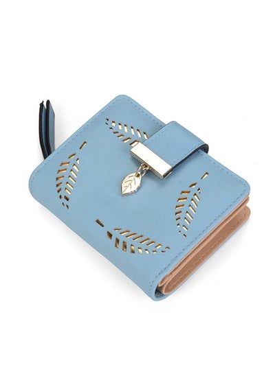 Buy Women's Rose Gold Vegan Leather Leaf Bi-fold Card Coin Holder Small Wallet in UAE