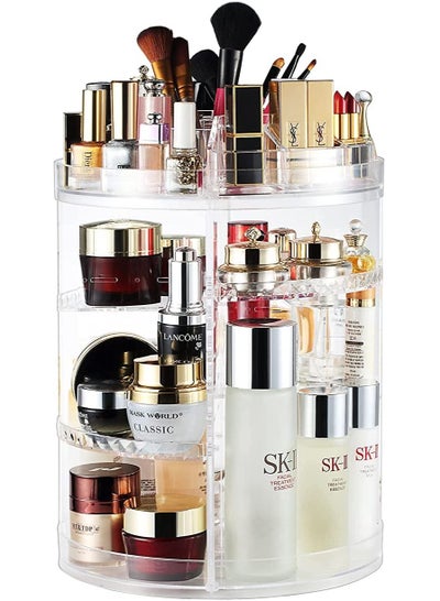 Buy MakEUp Organizer 360 Degree Rotating Adjustable Cosmetic Storage Display Case With 8 Layers Large Capacity, Fits Jewelry,MakEUp Brushes, Lipsticks And More, Clear Transparent in UAE