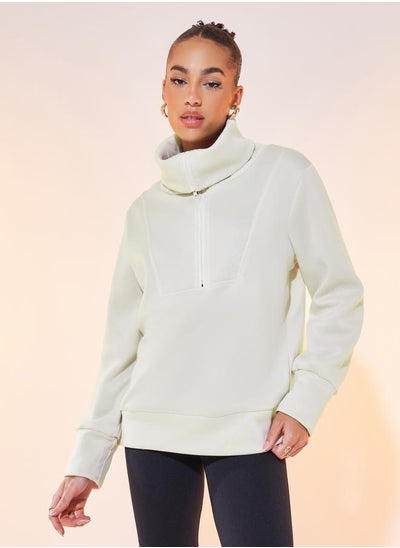 Buy Solid Half-Zip Long Sleeve Sweatshirt in Saudi Arabia