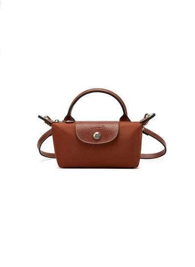 Buy Longchamp Women's Classic Fashion Versatile Mini Makeup Bag, Handbag, Shoulder Bag, Handheld Small Bag Cognac color in Saudi Arabia