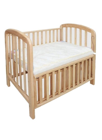 Buy Wooden Baby Bed with Free Mattress and Mattress Cover – Beige, 95×69×112 cm in Egypt