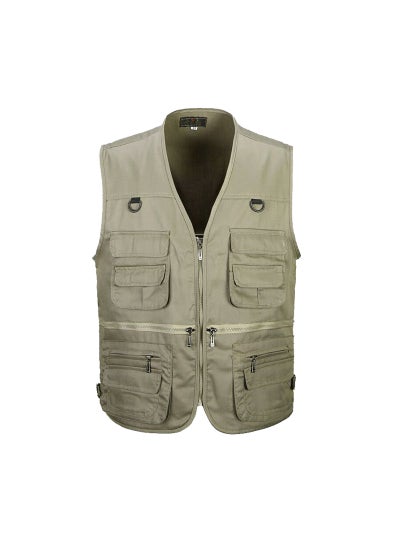 Buy Multi-Pocket Outdoor Fishing Vest for Men Khaki (dark) in UAE