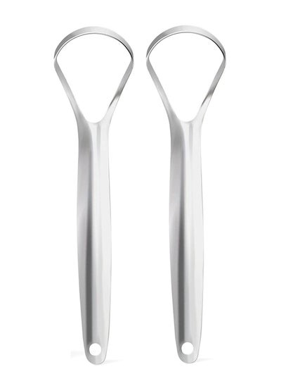 Buy 2pcs Stainless Steel Tongue Scraper Tongue Cleaner Tongue Care Scraper in Saudi Arabia