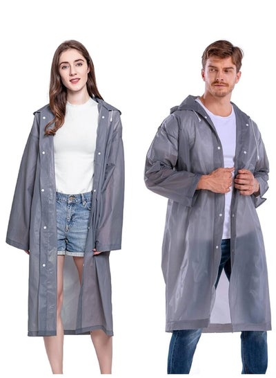 اشتري Rain Poncho for Adults 1 Pack EVA Women and Men Reusable Raincoat Jacket Packable Family Fishing Travel Emergency no PVC with Hood Elastic Sleeving في السعودية
