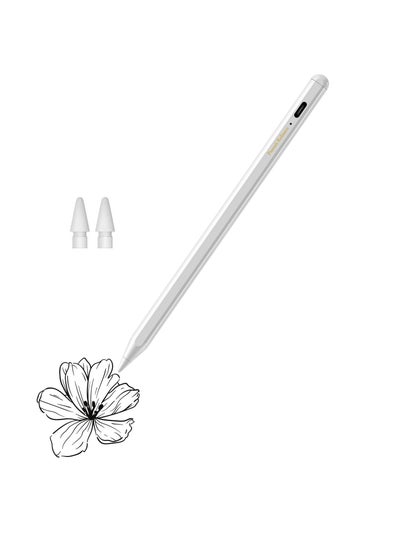Buy iPad Pencil Stylus Universal with extra 2 Tips for IOS iPhone Android Samsung Touch Screens for Drawing and Handwriting - White in UAE