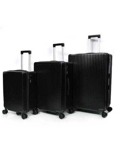 اشتري 3-Piece Unisex Morano Travel Luggage Trolley Set Black في السعودية