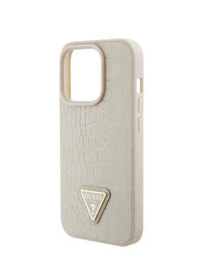 اشتري Guess Croco Case with Triangle Logo for iPhone 15 Promax - Gold في الامارات