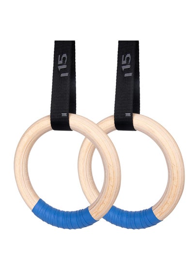 اشتري Gymnastics Rings, Olympic Rings Wooden Gym Rings 1500lbs with Adjustable Cam Buckle 14.8ft Long Straps with Scale Non-Slip Exercise Rings Training Rings for Home Gym Full Body Workout في السعودية