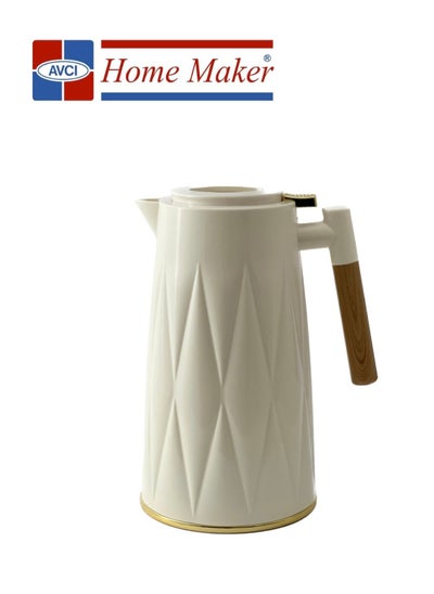 Buy Tea & Coffee Flask 1.3 Litre White / Gold in UAE