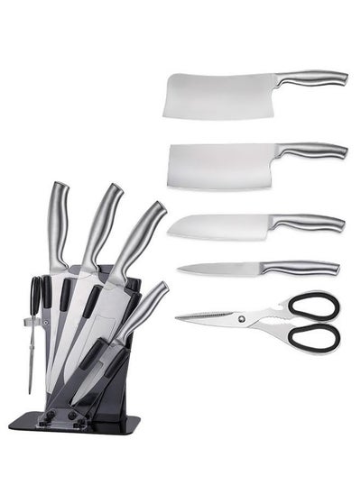 Buy 5-Piece Knives Set With Stand Silver/Black in Saudi Arabia