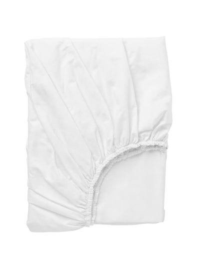 Buy Fitted sheet white 160x200 cm in Saudi Arabia