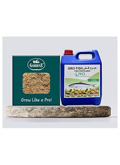 Buy Combo Bundle | Fish Protein سماد سمک عضوی Liquid Fertilizer 4 Ltr. Gallon + Crushed Rice Husk Box , freebie by GARDENZ® in UAE