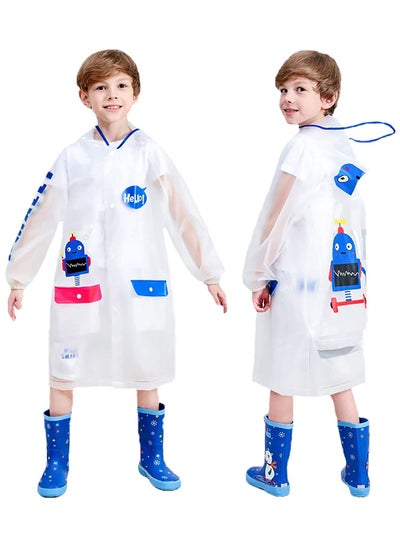 Buy Boys Girls Hooded Rain Poncho Durable Reusable Kids Raincoat Kindergarten Student Rainwear EVA Transparent Kids Cartoon Raincoat in Saudi Arabia