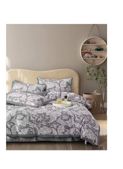 Buy King Size 6 Piece Duvet Cover Set Contemporary Leaf Print Bedding Sets, Smooth Cotton Material Modern Geometric Print in UAE