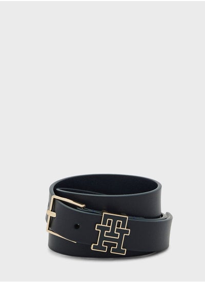 Buy Monogram Detailed Leather Belt in Saudi Arabia