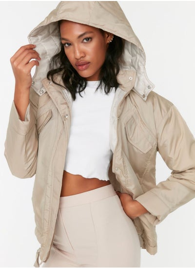 Buy Pocket Detail Hooded Coat in UAE