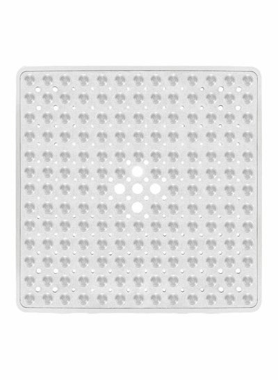 Buy Square Shower Mat Non Slip Anti Mould Machine Washable Bathtub Mat with Suction Cup Safety Bath Mat, Antibacterial Rubber Kids Shower Mat with Drain Holes, 53 × 53cm, Transparent White in Saudi Arabia