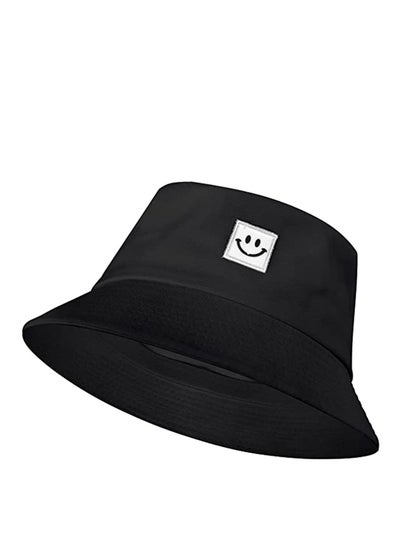 اشتري Bucket Hats,Travel Beach Sun Hat Flower Embroidery Outdoor Cap Unisex Summer Fashion Fisherman Cap for Teens Sun Protection Wide Brim Foldable Beach Fishing Hats (Black, 56-58 CM) في السعودية