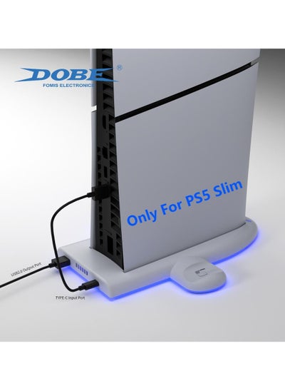 اشتري حامل PS5 رفيع ومحطة تبريد مع محطة شحن RGB LED لقاعدة تبريد وحدة التحكم PS5 Slim مع مروحة تبريد ثلاثية المستويات ووحدة تحكم PS5 مزدوجة أو شاحن وحدة تحكم PS5 Edge في الامارات