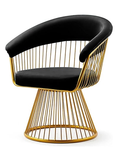 Buy Swivel Rotating Arm Chair Velvet Golden Metallic Rotating Chair in UAE