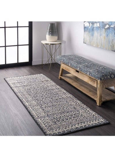 اشتري Elodie Distressed Diamonds Runner Rug 2' 6" X 8' Gray في الامارات