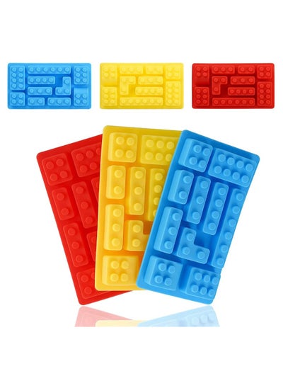 Buy 3 Pcs Building block mould Ice Cube Tray Block Chocolate and Candy Molds Silicone, Non-Stick Robots Cars Brick Fondant Cake Pop Molds in UAE