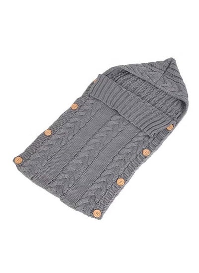 Buy Fabric Knitted Comfortable Baby Blanket For Outdoor Strolling And Traveling-Grey in UAE