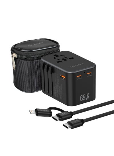 Buy Travel Pack World Adapter 65W + PD 2in1 Cable in UAE