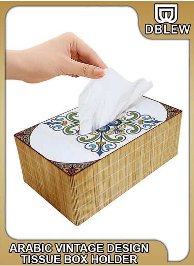 Buy Arabic Tissue Box Holder Vintage Design Rectangle Facial Wipes Dispenser Dryer Sheet Wet Toilet Roll Paper Storage Container Restaurant Napkin Case For Room Kitchen Bathroom Vanity Countertops Desks in UAE