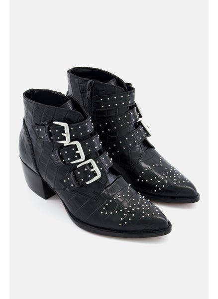 Buy Women Bennevis Studded Ankle Boots, Black in UAE