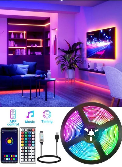 Buy LED Strip Lights 5 Meter Bluetooth Color Changing LED Lights with Segmented App Control Smart LED Strip Color Picking, Music Sync LED Lights For Bedroom Living Room Kitchen Party in Saudi Arabia