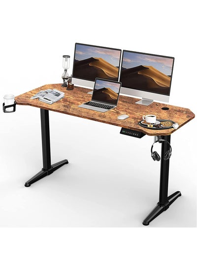 Buy Ergonomic Electric Standing Desk Lifting Computer Desk Intelligent Workstation with 4 Height Memory Controller with Headphone Hook in UAE