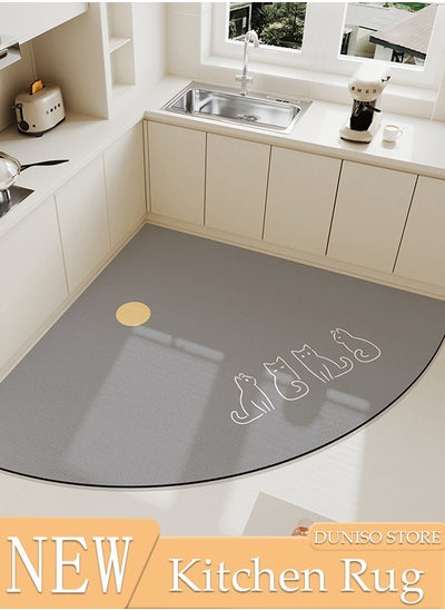 Buy Fanshaped Diatom Mud Bath Mat Set Bathroom Kitchen Rug Mat Extra Soft and Absorbent Bath Rugs Non-Slip Quick Drying Floor Bath Tub Mat for Bathroom Floor Tub and Shower 80*80cm in Saudi Arabia