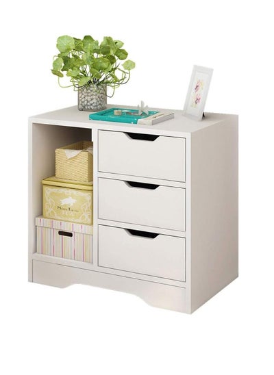 Buy Nightstand Bedside End Table Storage Cabinet with Drawer for Bedroom Living Room (Warm White) in Saudi Arabia