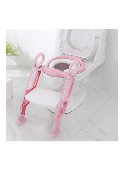 Buy Kid's Potty Toilet Trainer Seat with Step Ladder Adjustable Baby's Toddler Toilet Seat  PINK in UAE